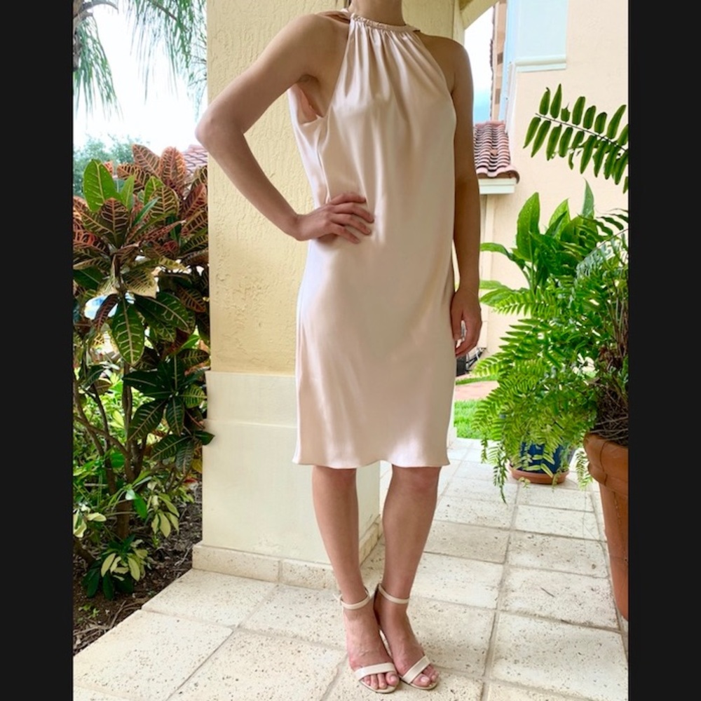 LEON MAX LIMITED EDITION PINK BLUSH SILK DRESS